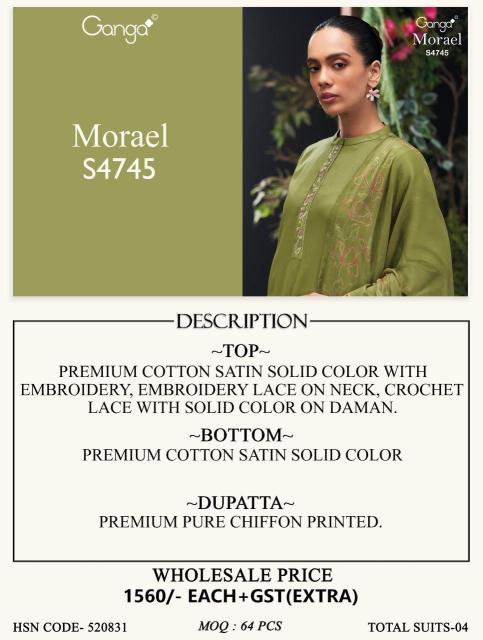 Ganga morael 4745 dress materials wholesale cotton